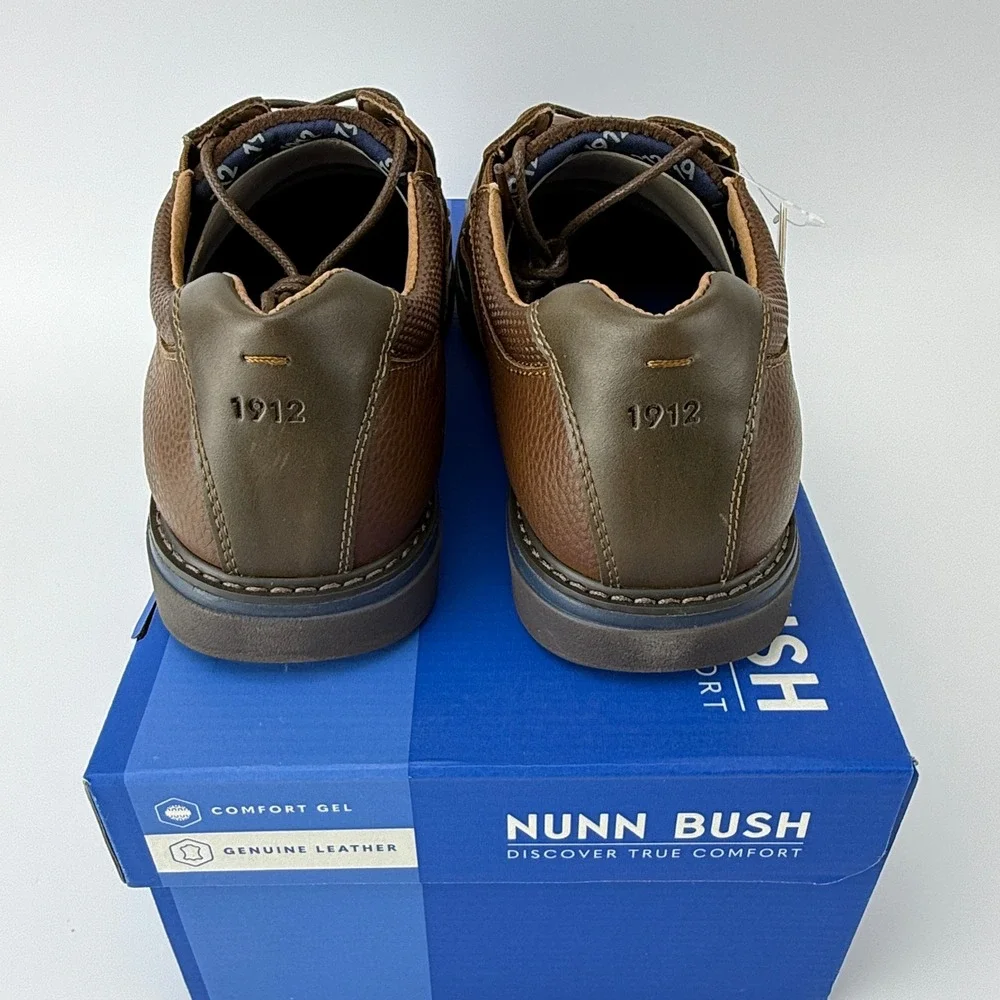 Nunn Bush Bayridge PT OX Leather Plain Toe Oxford Shoes Mens 10 M Brown NIB
